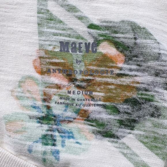 Anthropologie Maeve Boxy Floral Cropped Graphic Tee Size Medium - Picture 4 of 8